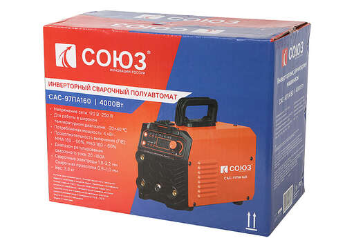 Изображение для Сварочный полуавтомат СОЮЗ САС-97ПА160 (MMA/MIG-MAG/TIG LIFT)