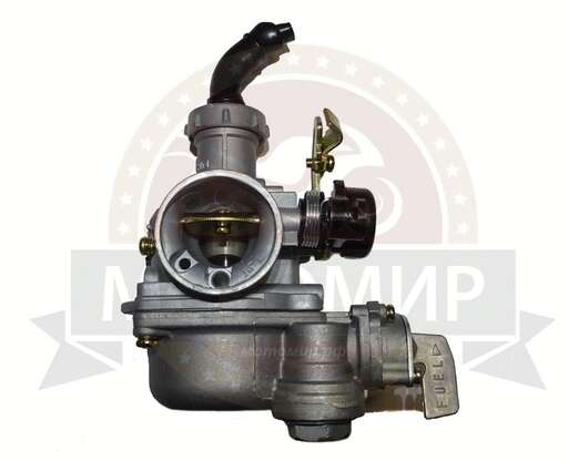 Изображение для Карбюратор PZ20 Альфа 110 см3 (с бензокраном) флажок под трос со стороны крана (справа) d20мм D32мм