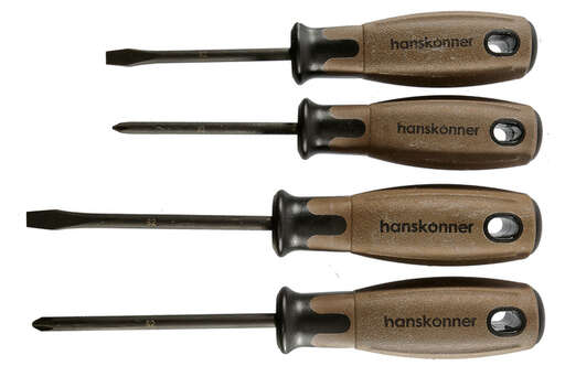 Изображение для Набор отверток, 4 шт, ручка полимерное дерево, S2, Hanskonner