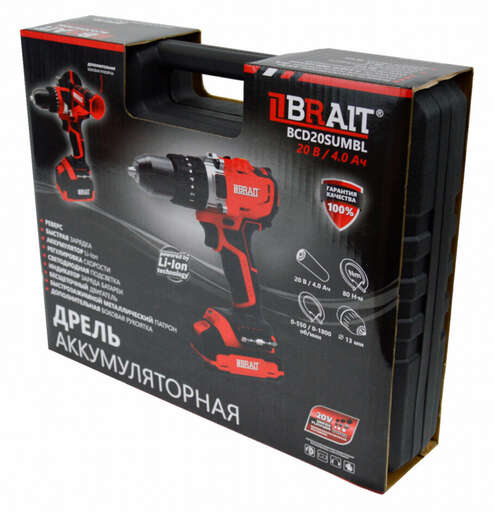 Изображение для Дрель аккумуляторная Brait BCD20SUMBL (20В,Li-on,1АКБ )