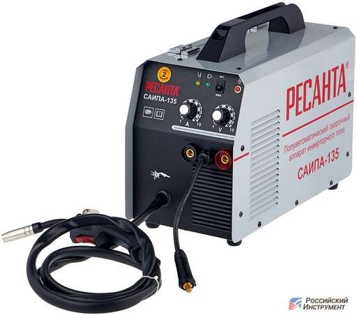 Изображение для Сварочный полуавтомат Ресанта САИПА-135 (встроенная горелка, MMA/MIG-MAG)