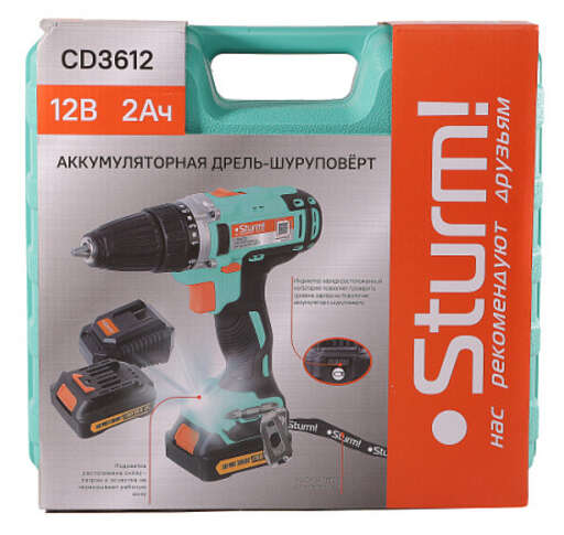 Изображение для Аккумуляторный шуруповерт Sturm! CD3612