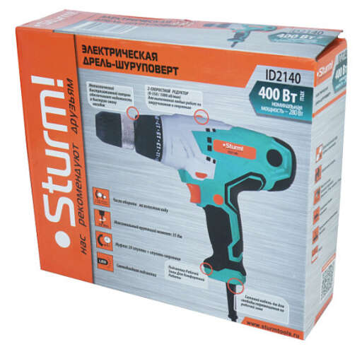 Изображение для Сетевой шуруповерт Sturm! ID2140 (0.4 кВт)