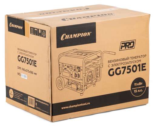 Изображение для Бензиновый генератор CHAMPION GG7501E (6.5 лс, электростартер)
