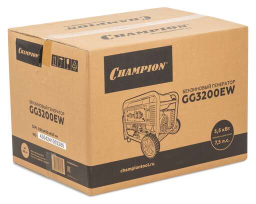 Изображение для Бензиновый генератор CHAMPION GG3200EW (3.5 лс, электростартер)
