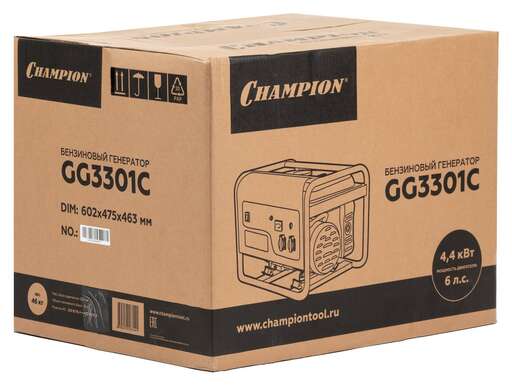 Изображение для Бензиновый генератор CHAMPION GG3301C (3.1 кВт, пусковой ток 7 кВт)