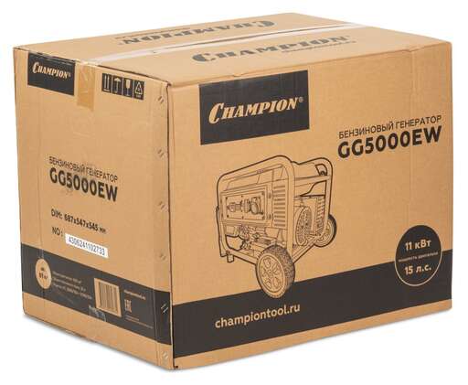 Изображение для Бензиновый генератор CHAMPION GG5000EW (5.5 кВт, электростартер)