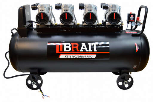 Изображение для Компрессор воздушный Brait KB-5100/200X4 PRO (200л; 5,1Kw; 8bar, 900л/ м; без масляный 380В)