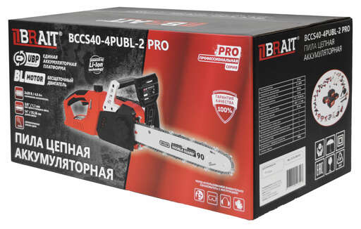 Изображение для Пила цепная аккумуляторная Brait BCCS40-4PUBL-2 PRO ( АКБ 2х 20В \ 4.0Ah)