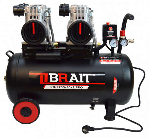 Изображение для Компрессор воздушный Brait KB-2700/50X2 PRO ( 2.7 кВт, 50 л, безмасляный)