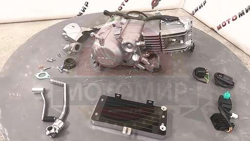 Изображение для Двигатель четырехтактный, 190 см3+РАДИАТ ZS190E(ZS1P62YML-2), масляное охлаждение, МКПП5,все вверх,эл+кикстартер, нижний электростартер для питбайков