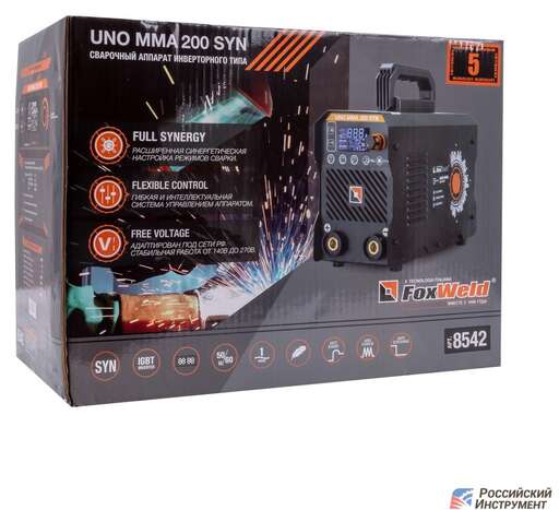 Изображение для Сварочный инверторный аппарат Foxweld UNO MMA 200 SYN (MMA/TIG LIFT, синергетическое управление)