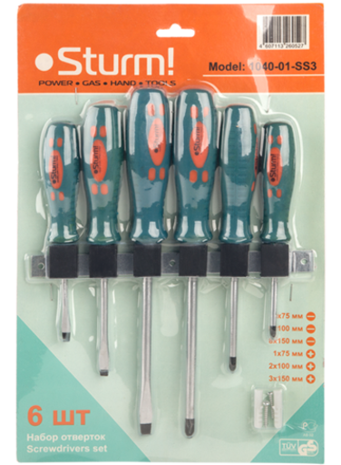 Изображение для Набор отверток 6 шт, настенный держатель, CrV Sturm!