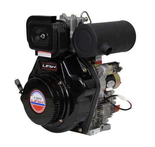 Изображение для Двигатель дизельный Lifan С192FD (15 лс, конусный вал, электростартер, катушка освещения 6А)
