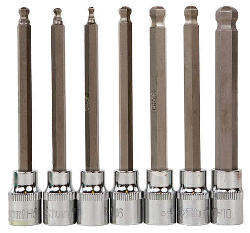 Изображение для Набор головок HEX 3/8", 110мм, 7шт, наконечник шар, СrV Sturm!
