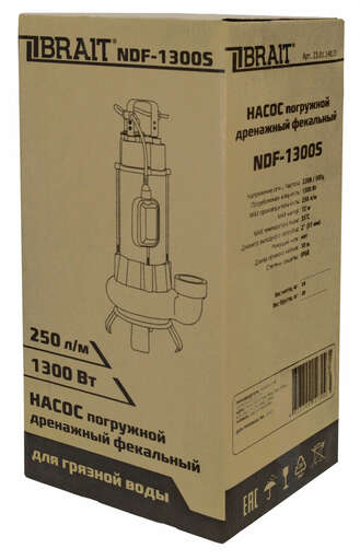 Изображение для Насос дренажный погружной Brait NDF-1300S (1.3 кВт, фекальный, без ножа)