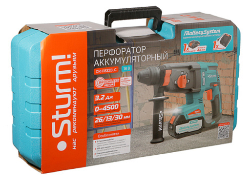 Изображение для Перфоратор аккумуляторный Sturm! CRH1832BLC 1BatterySystem (3.2 Дж)