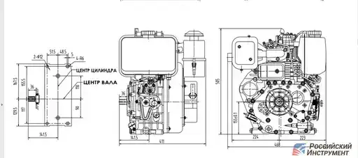 Изображение для Двигатель дизельный Brait BR500DEC (12 лс, электростартер, вал под конус для генератора)