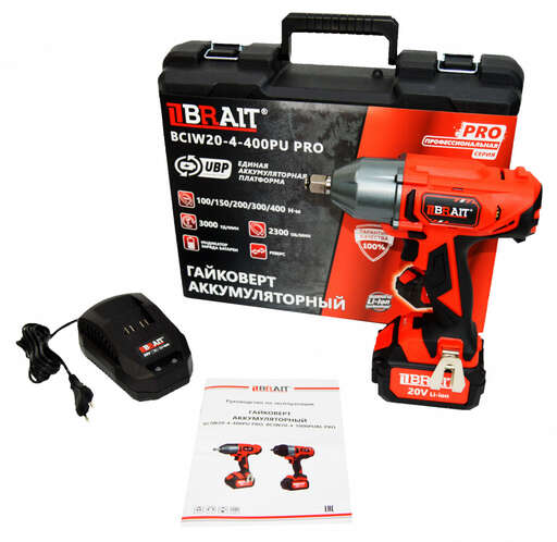 Изображение для Гайковерт аккумуляторный BRAIT BCIW20-4-400PU PRO 