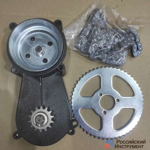 Изображение для Редуктор двигателя 1.5-3 лс в сборе с автоматическим сцеплением (3:1, звезда 54 T8F + цепь 116 T8F)