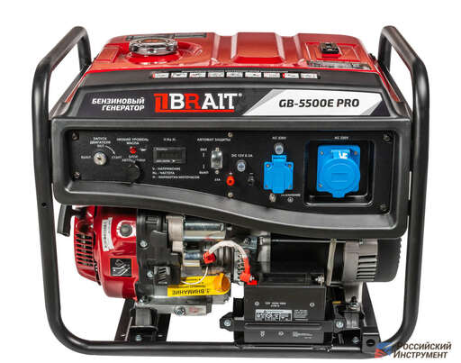 Изображение для Бензиновый генератор Brait GB-5500E PRO (5.5 кВт, электростартер, аккумулятор, медная обмотка, профессиональный)